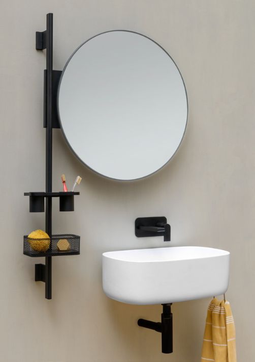 MAE003 Black Bathroom Round Mirror 